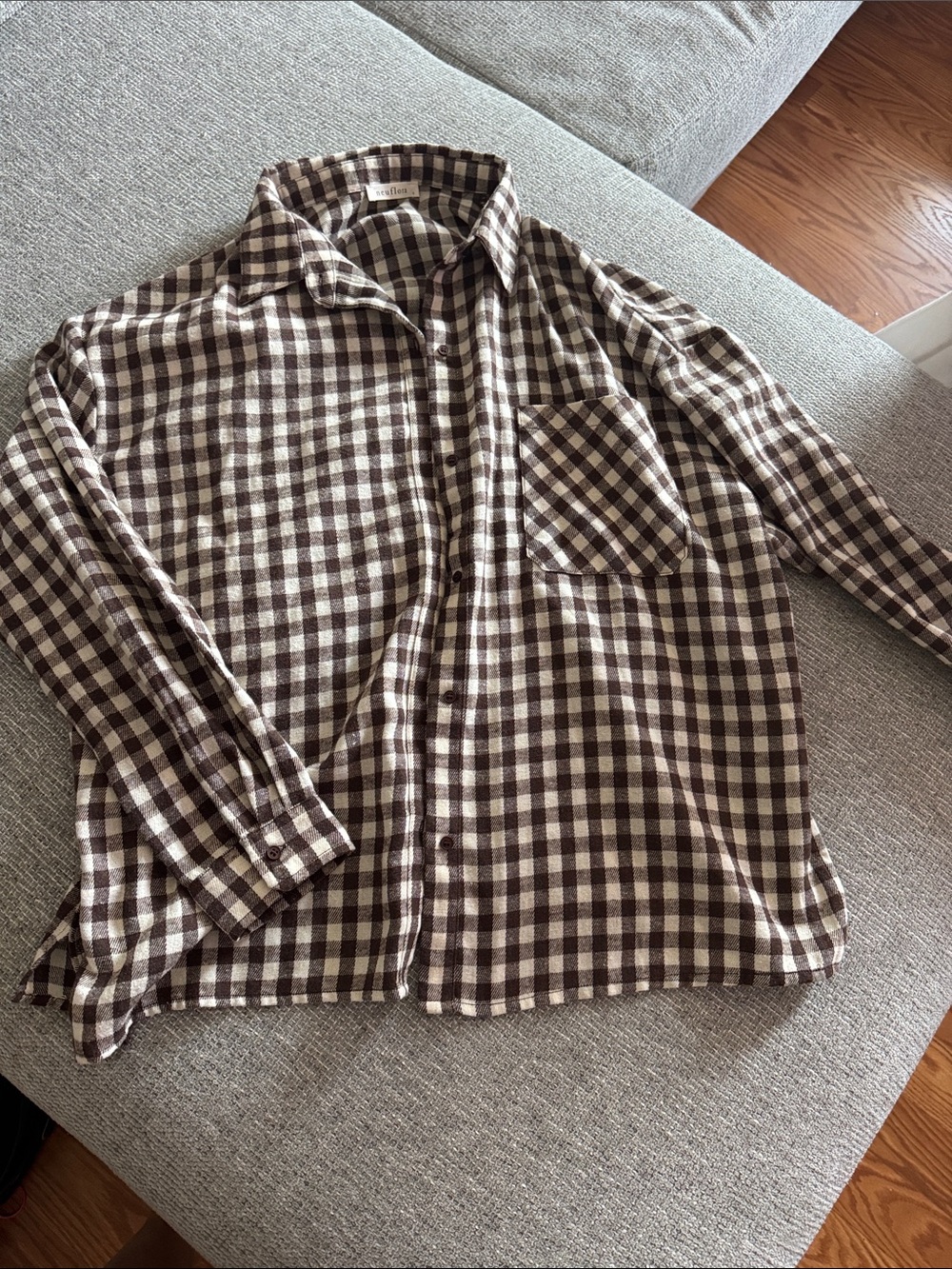 Neuflora Brown & Cream Gingham Button-Up